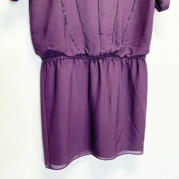 Tibi Beaded Silk Open Back Mini Dress Embellished Sleeve Backless Purple sz 6 - Picture 4 of 11